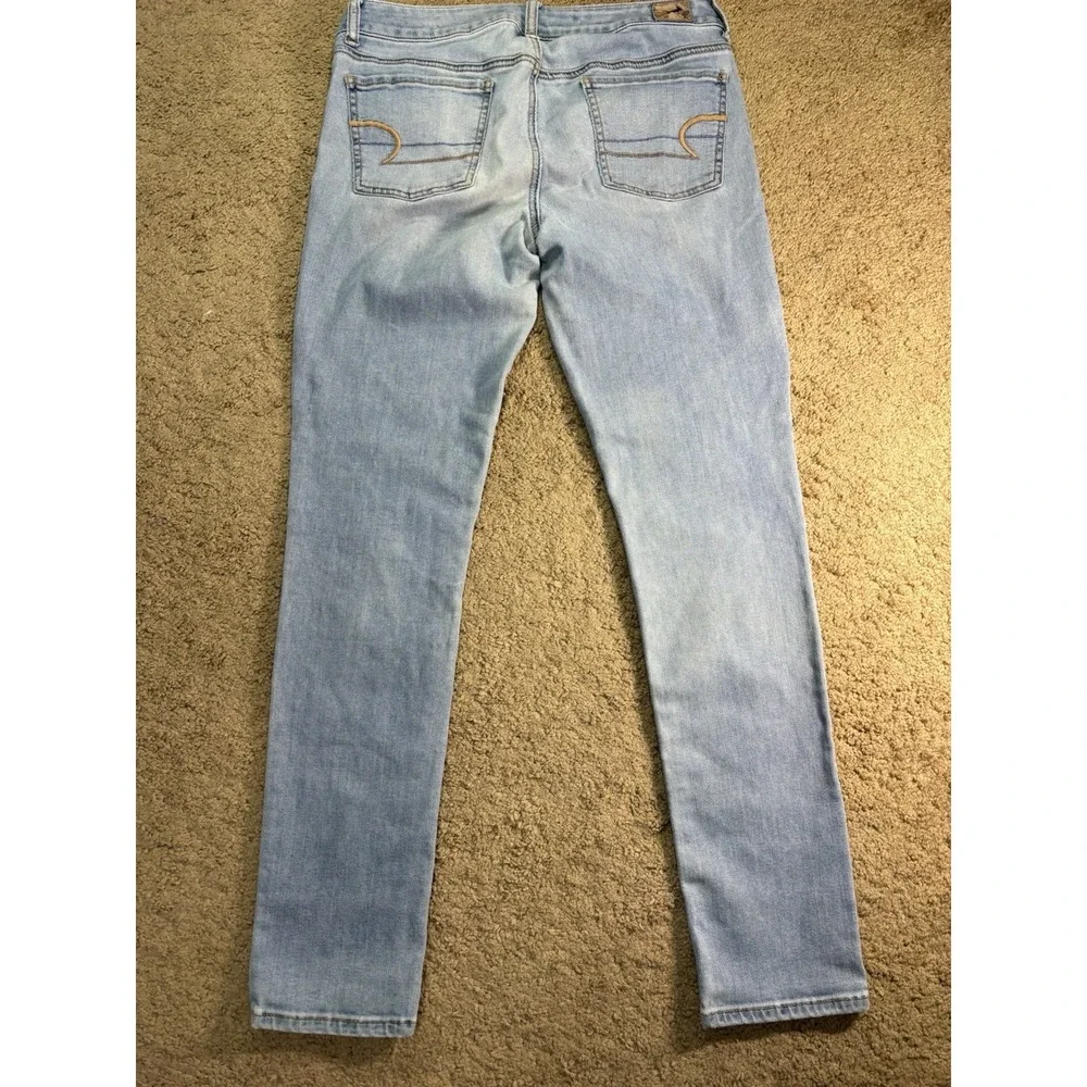 American Eagle Jegging Jeans Women 10 Light Blue Mid Rise Preppy - Picture 9 of 9